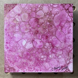 4" Pink Bubble-Ink Painting